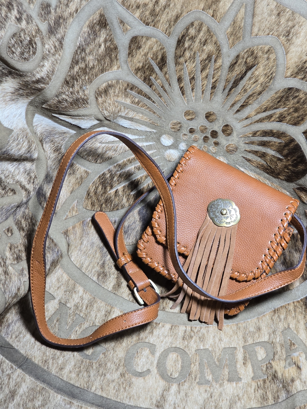 Street Level Western Crossbody Bag With Fringe